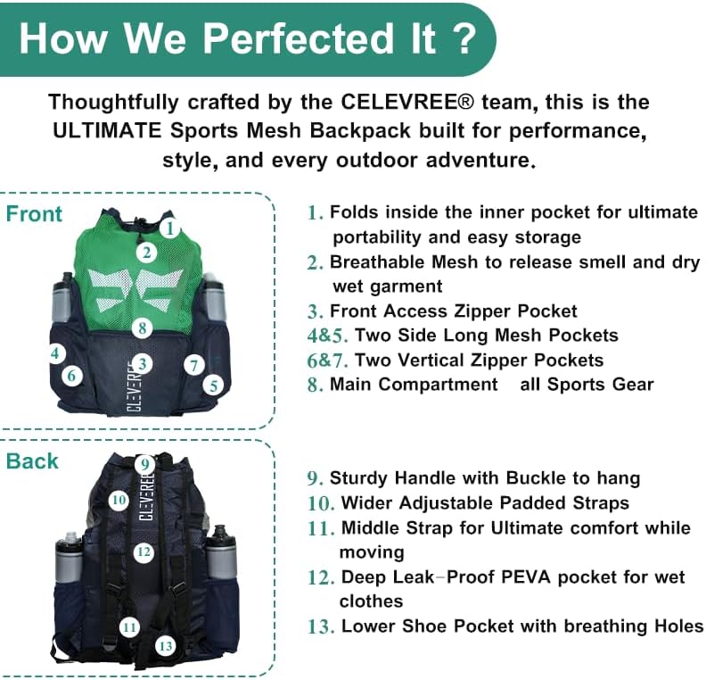 Sports Mesh Backpack - Green Champ 5