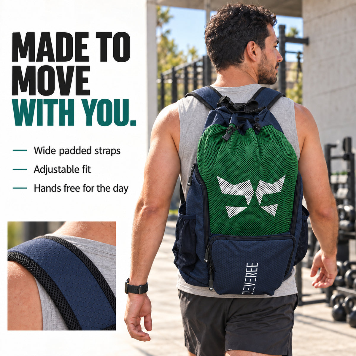 CLEVEREE Green Champ: Padded straps and adjustable fit