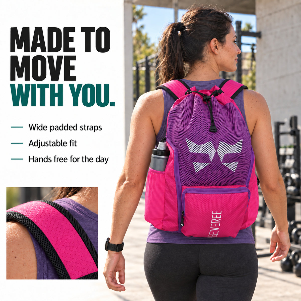 CLEVEREE Pink Attitude: Padded straps and adjustable fit