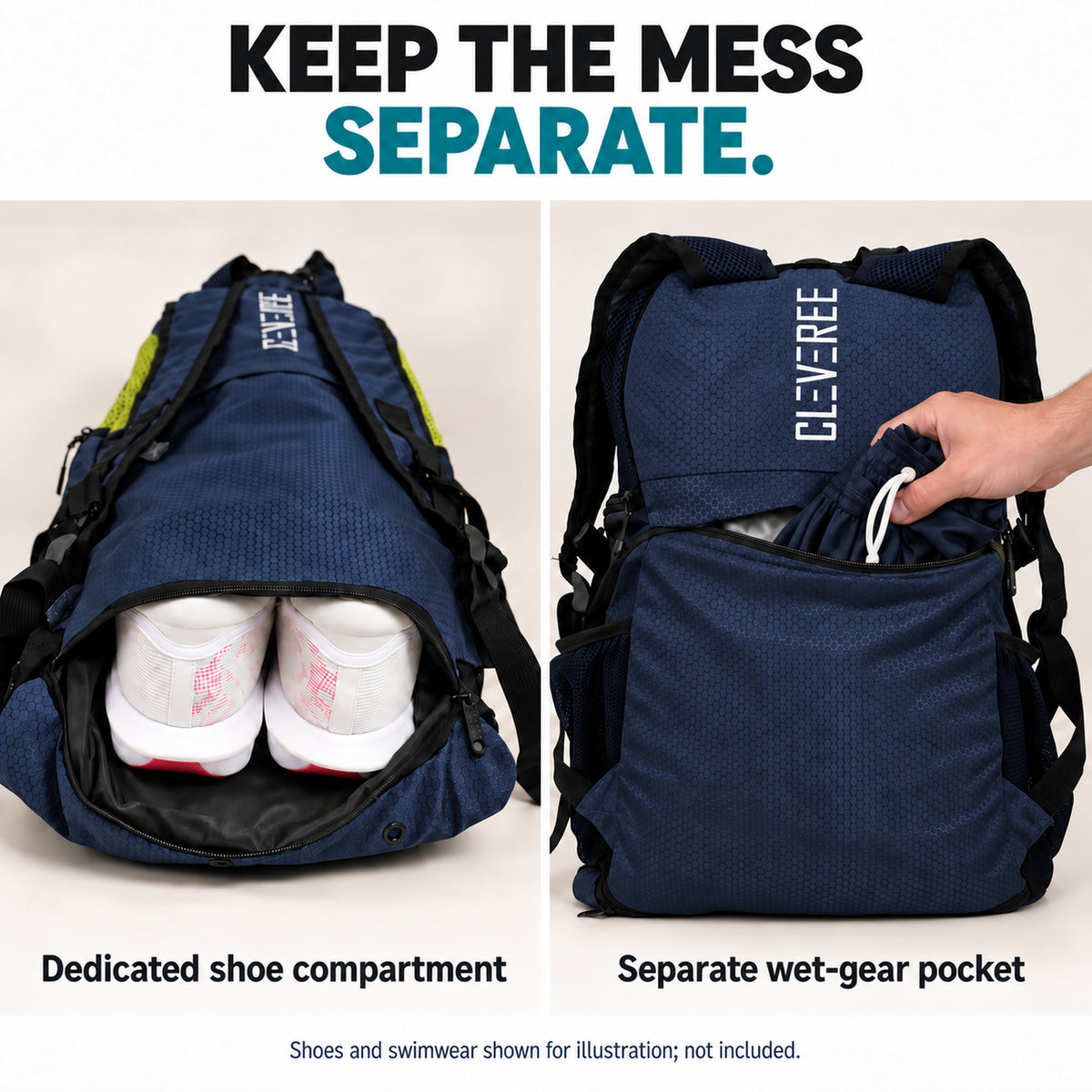 CLEVEREE Yellow Sporter: Separate shoe and wet-gear compartments