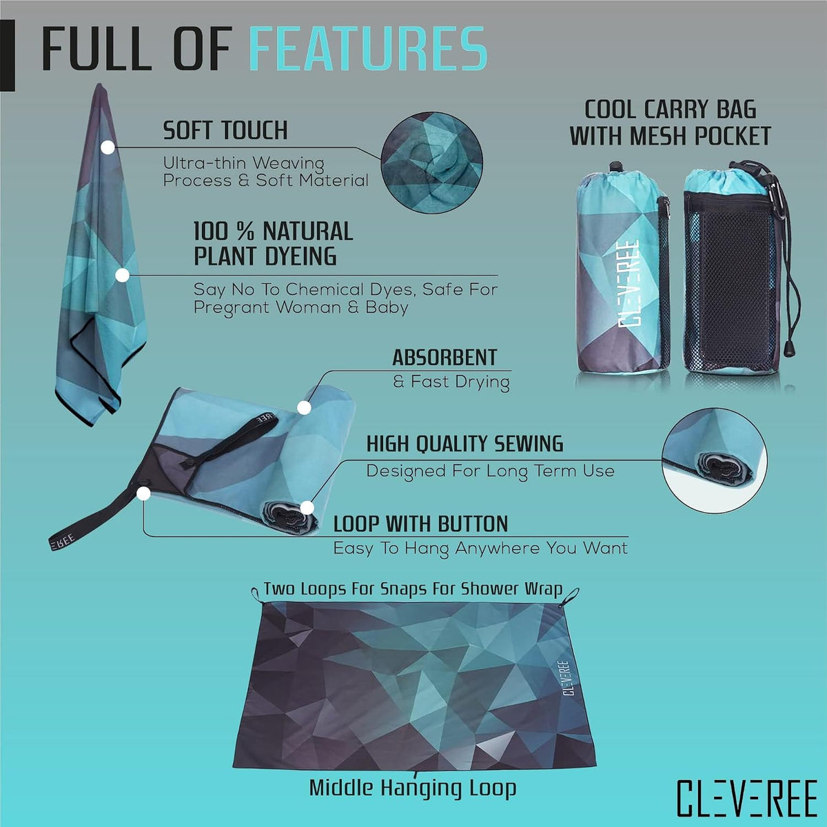 Microfiber Towel - Teal 6