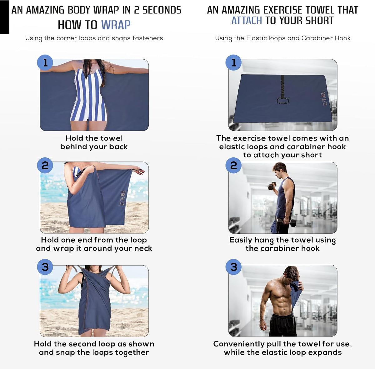 Microfiber Towel - Navy Blue 8