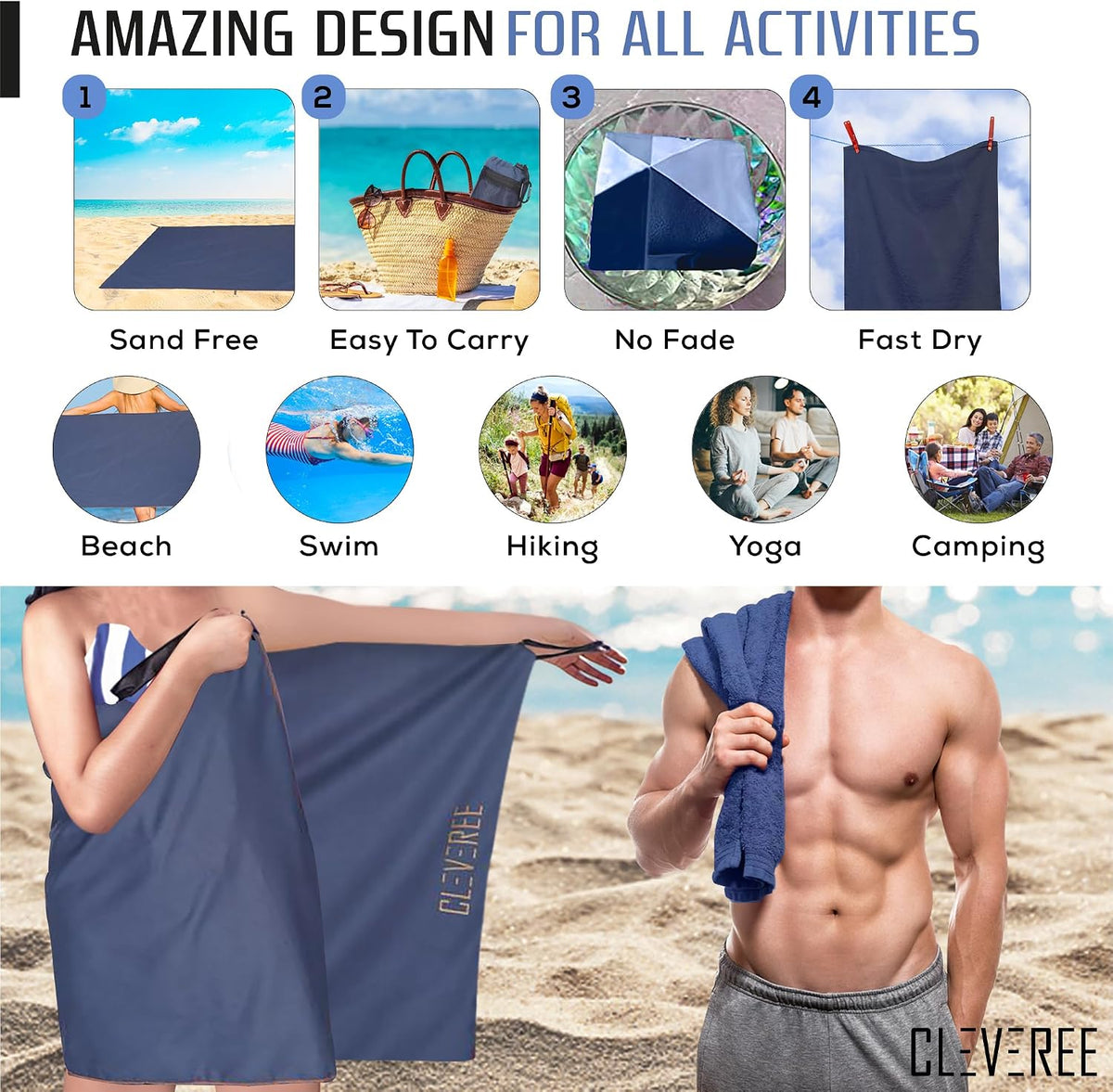 Microfiber Towel - Navy Blue 6