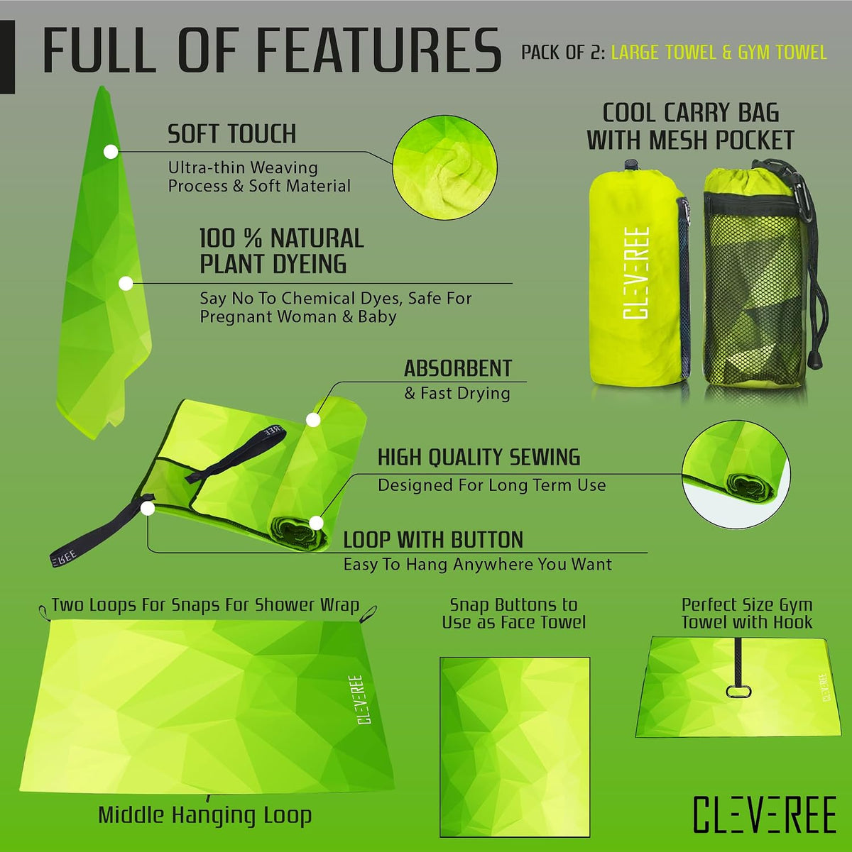 Microfiber Towel - Green Neon 7