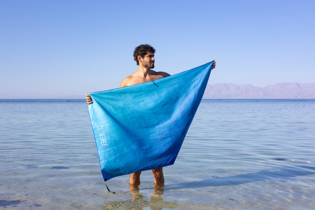 CLEVEREE microfiber towel set in use