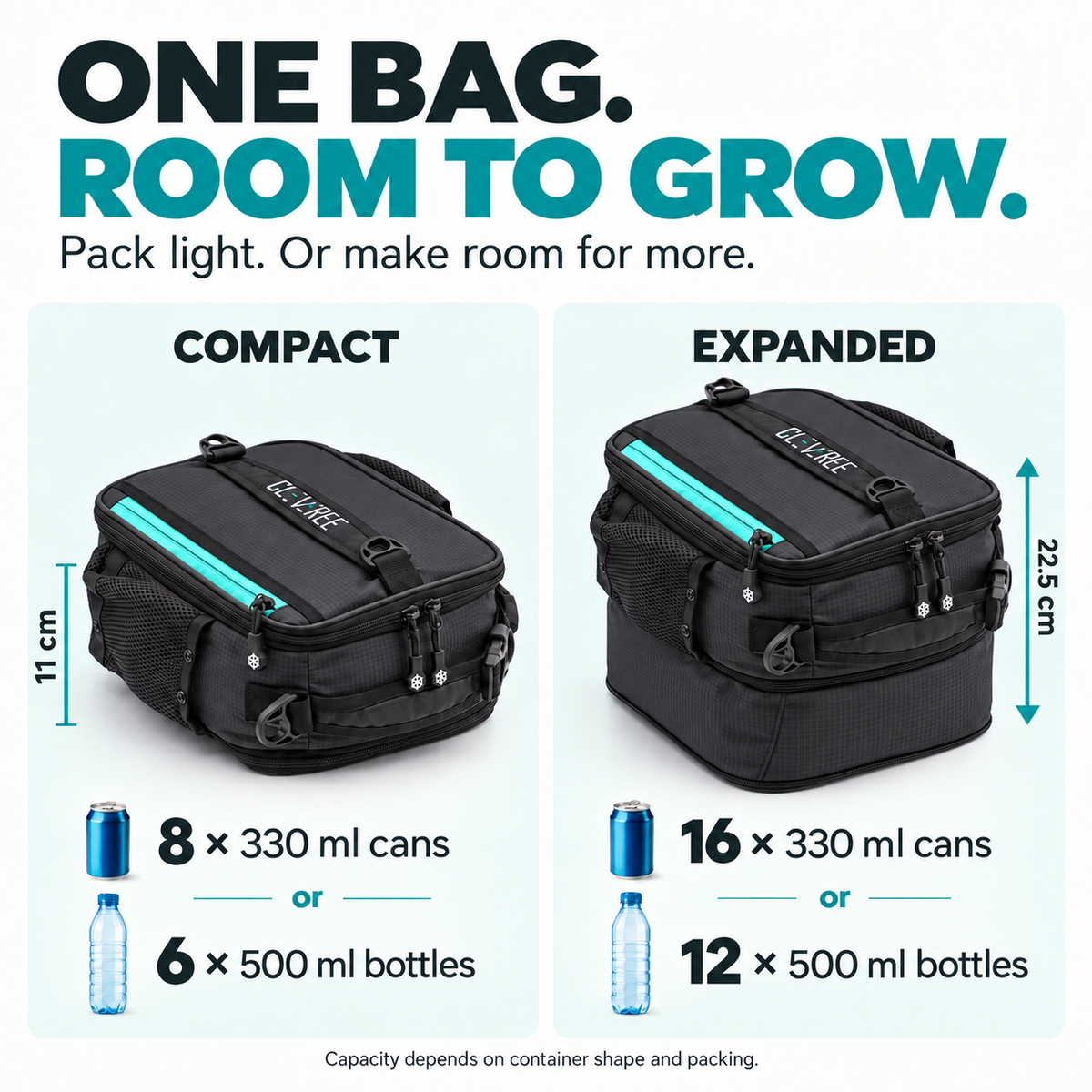 CLEVEREE Black: Expandable capacity 