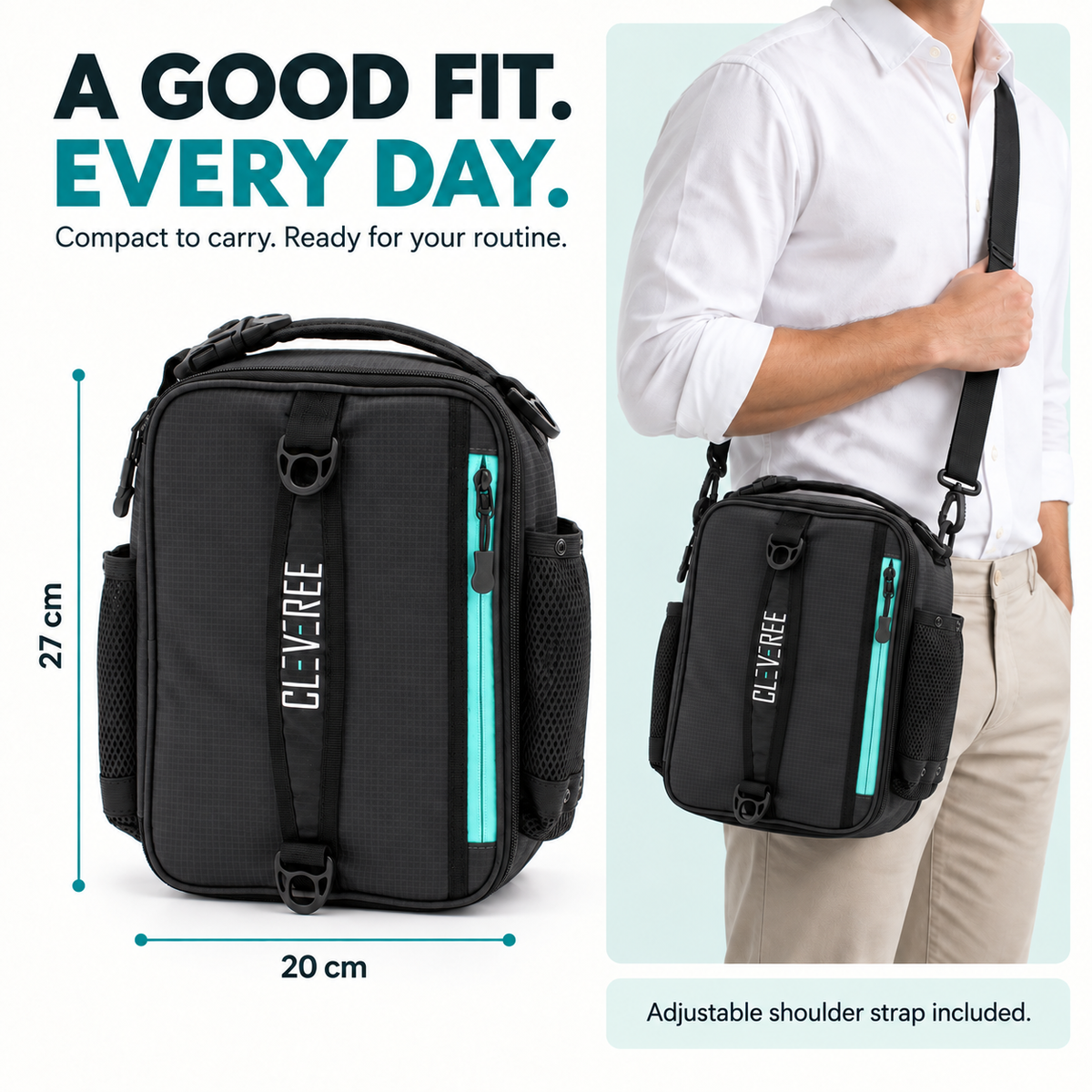 CLEVEREE Black: Compact and expanded dimensions 