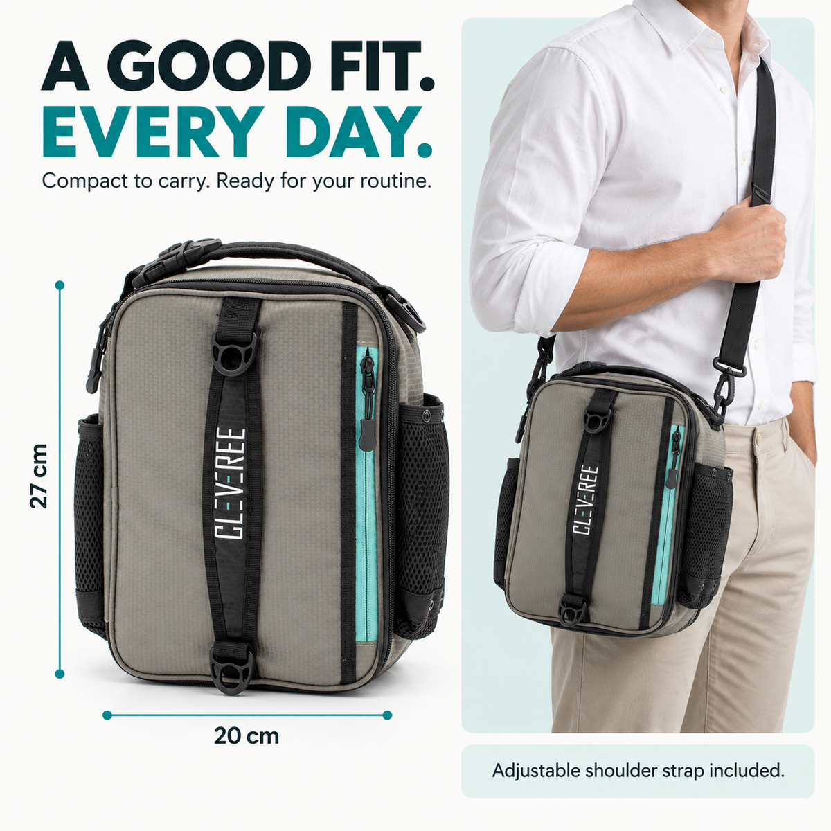 CLEVEREE Grey: Compact and expanded dimensions 