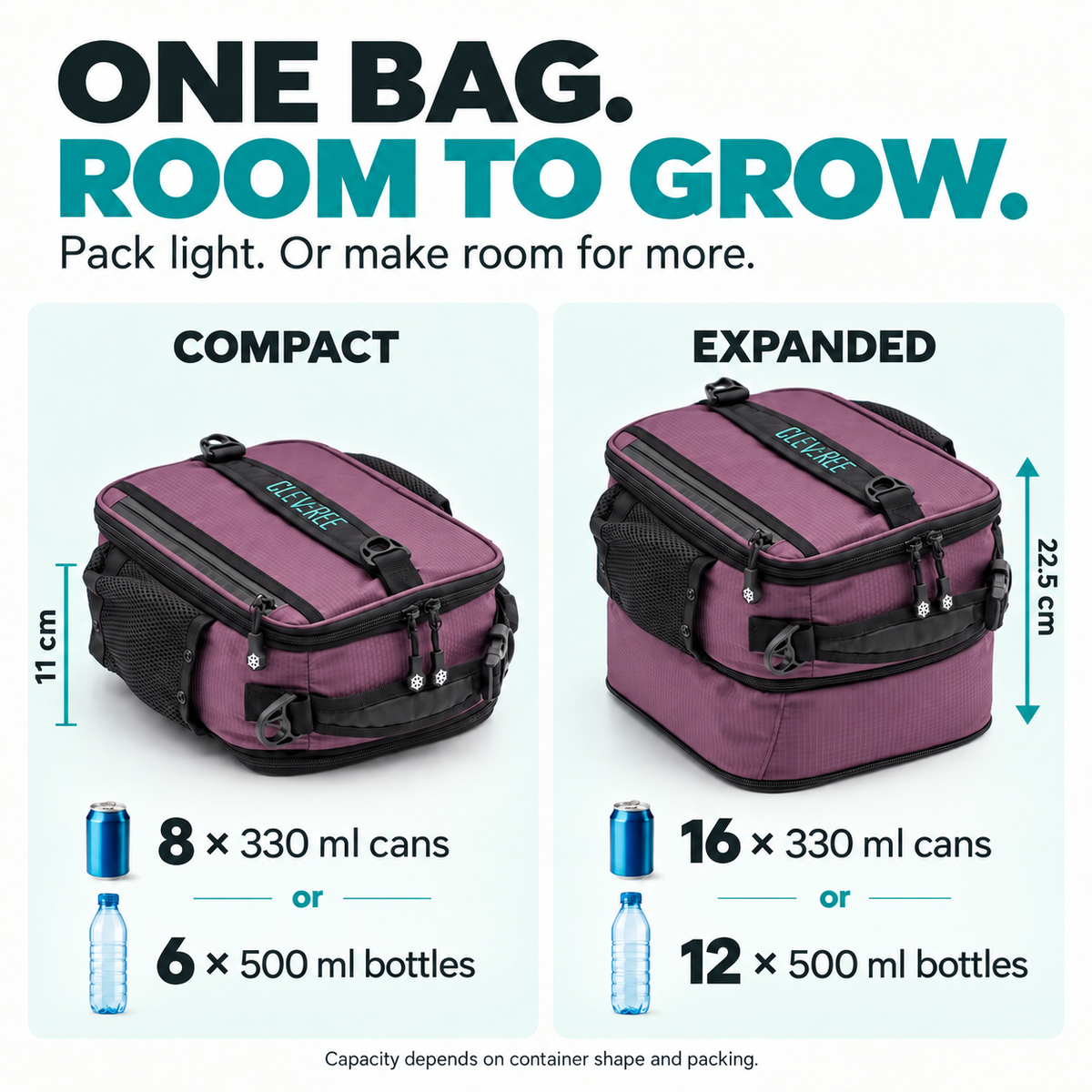 CLEVEREE Purple: Expandable capacity 