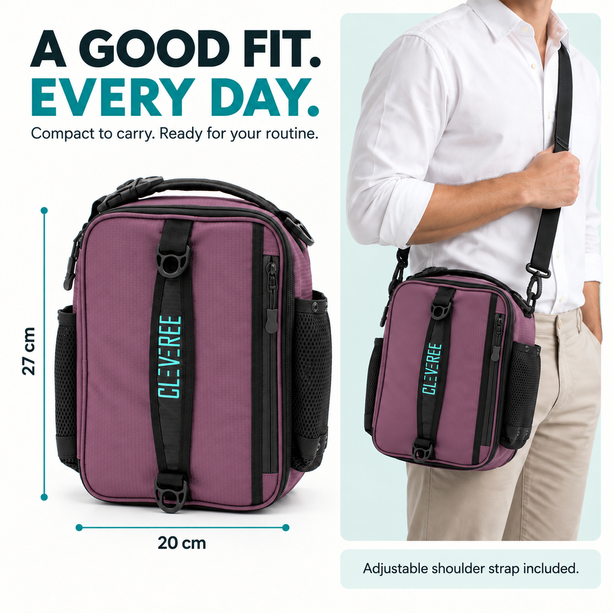 CLEVEREE Purple: Compact and expanded dimensions 