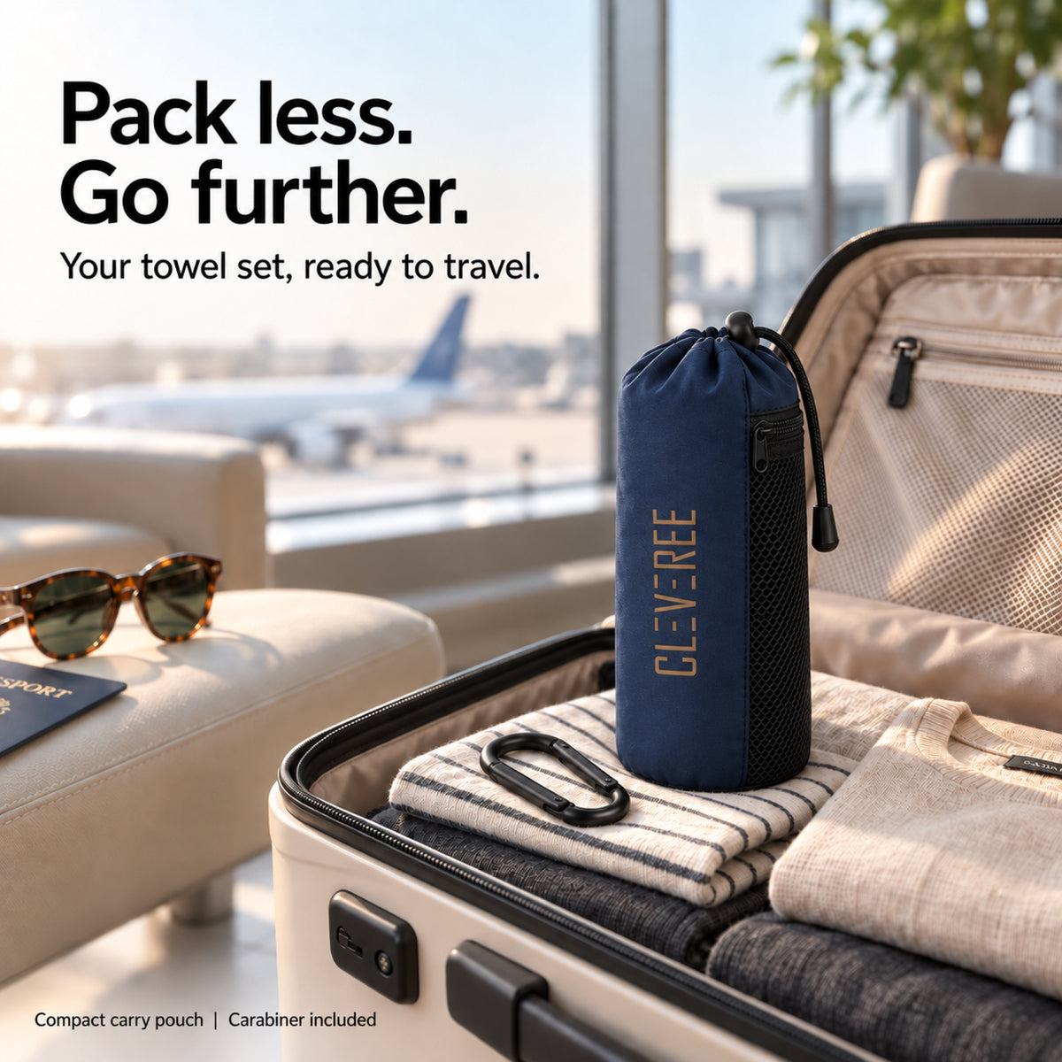 CLEVEREE Navy Blue: Compact travel pouch 