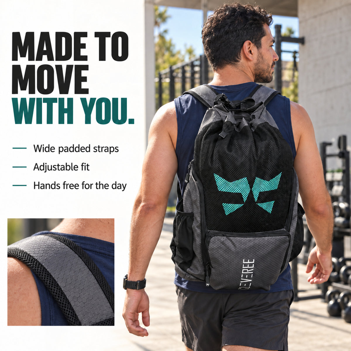 CLEVEREE Graphite Black: Padded straps and adjustable fit 