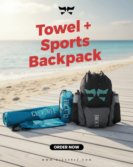 الحزمة 6: منشفة من الألياف الدقيقة + حقيبة ظهر